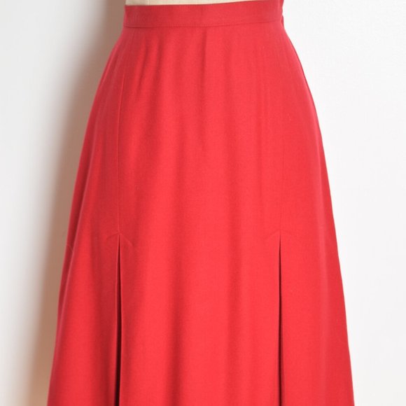 vintage 80s skirt PENDLETON red wool highwaisted midi modest secretary skirt L - Picture 2 of 6